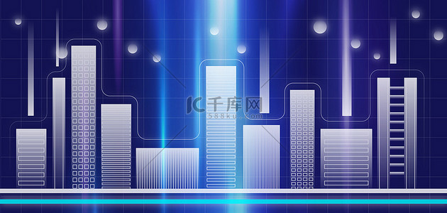科技线条智慧城市背景图片_蓝色线条城市高清背景