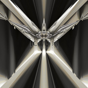 拍中背景图片_银灰色复杂未来主义几何图案与设计中闪亮金属反射阴影的单色抽象艺术