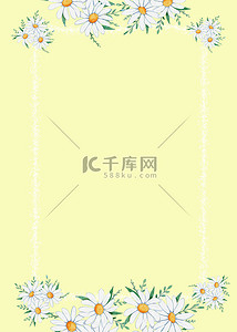 简约婚礼背景图背景图片_雏菊花组合简约黄色背景