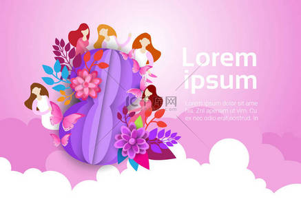 国际妇女日海报模板装饰背景与美丽的花朵