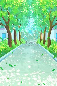 海报绿色风景背景图片_春天海报绿色树木
