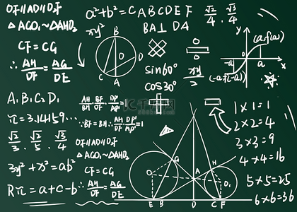 矢量几何涂鸦背景图片_几何线条图形教育数学公式背景
