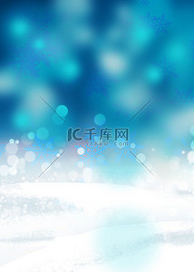 喜庆蓝色背景背景图片_圣诞雪花街景雪地