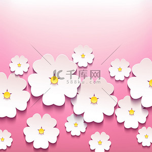 樱背景图片_美丽时尚花卉背景与 3d 花樱