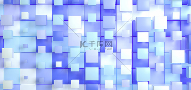 色彩立体背景图片_色彩拼块立方体蓝色立体空间小清新简约