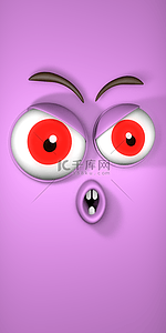 怪物万圣节表情3d壁纸紫色