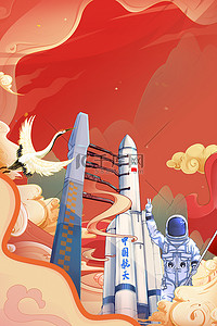 信号发射背景图片_中国航天日火箭红色