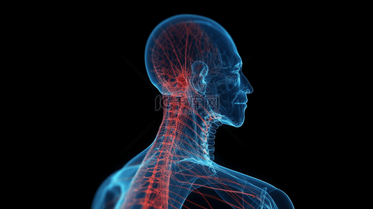 人体关节图背景图片_科技风头部肩膀蓝色人体关节