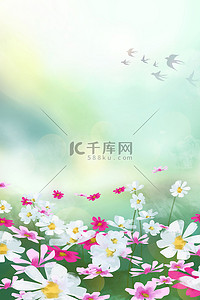 传统日式花朵图案背景图片_小清新立春节气背景