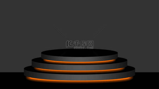 圆形底座3D黑色和橙色灯笼发光，化妆品展示现代和引导灯，讲台舞台展示位置装饰橙色荧光灯，底座盒产品位置