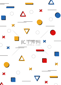 彩色三角背景图片_彩色三角方块条纹图案孟菲斯几何背景