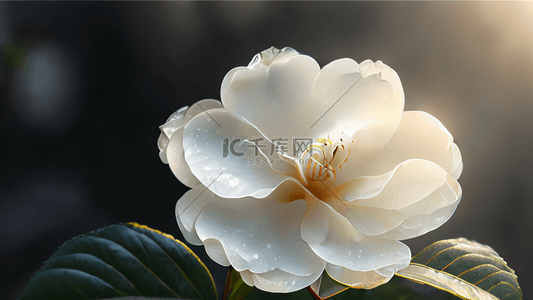 一花朵背景图片_一枝白色的山茶花