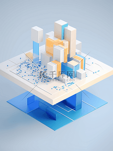 柱状分析图背景图片_3D立体数据分析