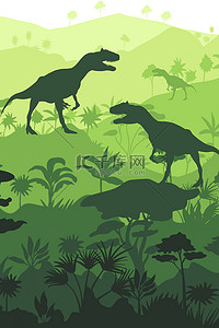 恐龙各种形象绿色卡通