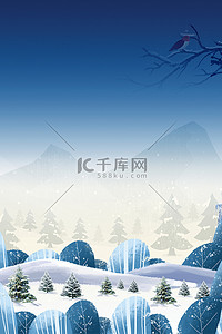 冬季雪景蓝色背景图片_冬季雪景蓝色