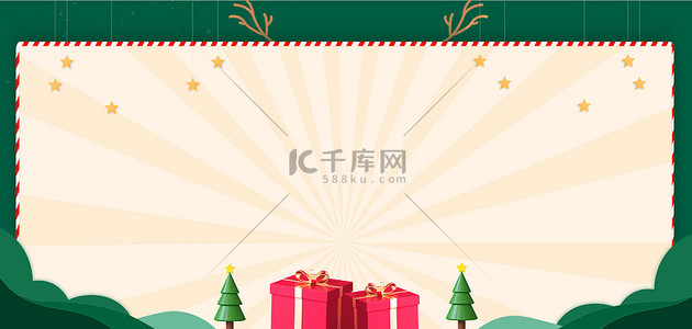 松树banner背景图片_圣诞节背景礼物松树