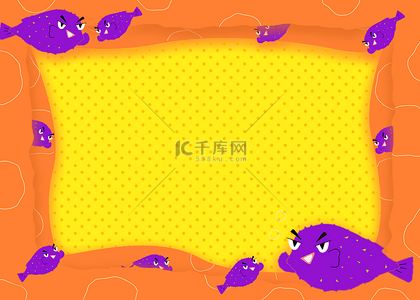 抽象几何创意海报背景图片_河豚动物黄色橙色背景