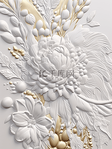 3D立体墙面漆画花朵数字艺术