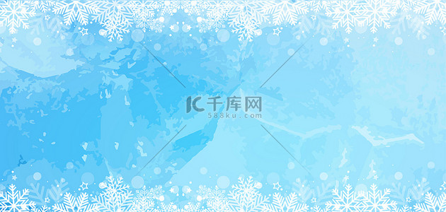 冬季雪花蓝色唯美圣诞节海报背景