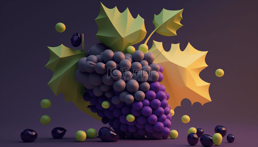 葡萄果实背景图片_3D立体水果葡萄