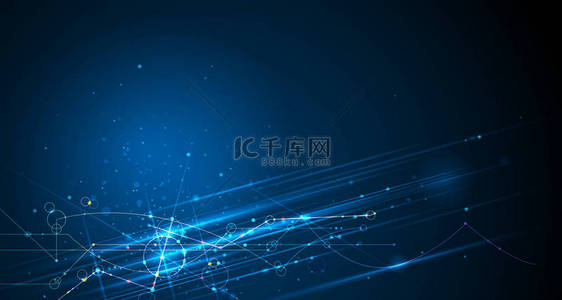 科技理念背景图片_向量例证分子与线, 速度样式和模糊在深蓝色背景。高科技数字技术理念。抽象互联网, 未来科技设计背景