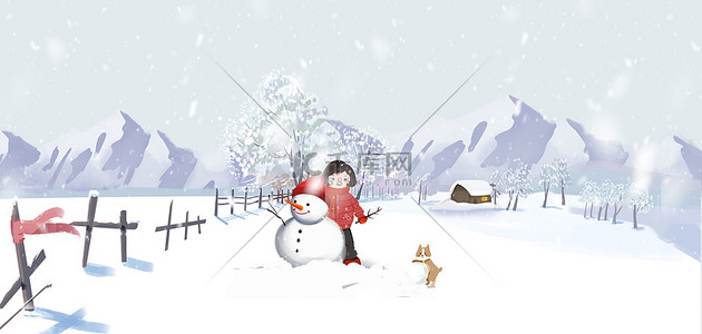 卡通冬季背景图片_冬天雪地白色卡通背景图
