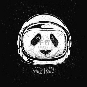 太空动物背景图片_太空头盔熊猫