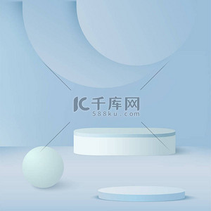 color背景图片_Abstract background with blue color geometric 3d podiums. Vector.