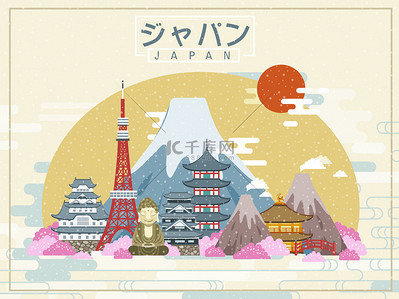 可爱的日本旅行海报 