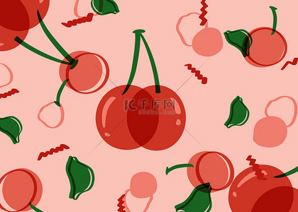 水果桃子矢量背景图片_樱桃红色水果图案背景