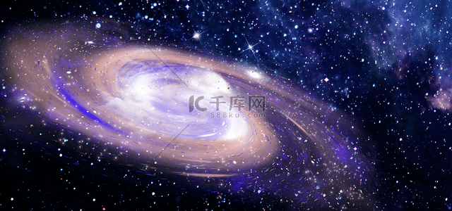可视化图背景图片_浩渺宇宙紫黄色抽象星空旋转星云背景