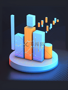 柱状统计图统计图背景图片_3D立体柱状数据图