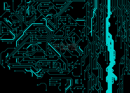 蓝色集成背景图片_电脑光效科技主题电子芯片背景