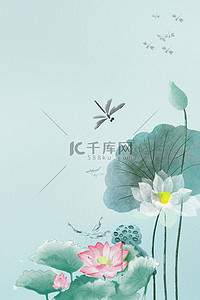 节气立夏海报背景图片_夏天荷花绿色中国风夏天促销
