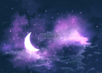 日本漫画梦幻抽象紫色云朵背景