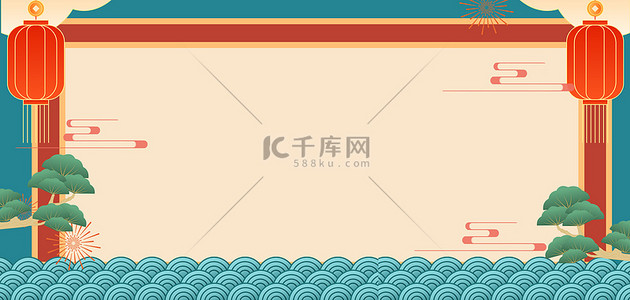 中国灯笼边框背景图片_新年边框中国风海报背景