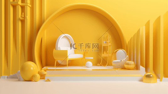 黄色3D立体电商展台