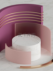 装饰简约形状背景图片_3d 渲染, 时尚模拟, 抽象几何背景, 空白模板, 简约空展示, 原始圆筒形状, 艺术装饰店展示, 粉红色粉彩颜色