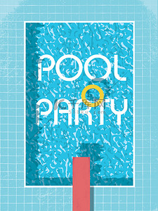 Pool party invitation poster, flyer or leaflet template. Retro style swimming pool with life preserver.