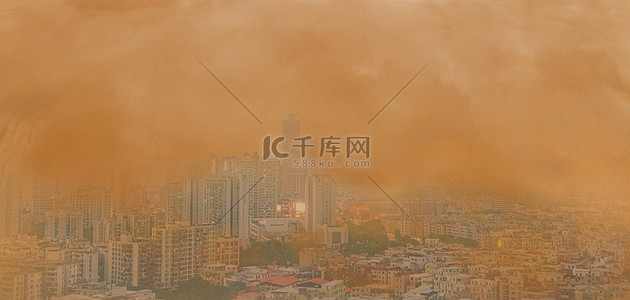 天安门摄影背景图片_沙尘暴沙尘城市土黄色大气合成海报背景