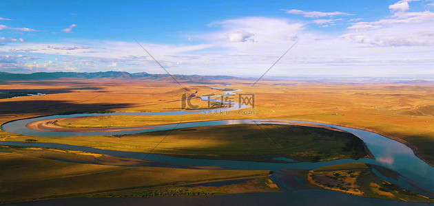 风景河流背景图片_黄河第一湾河流黄色摄影海报