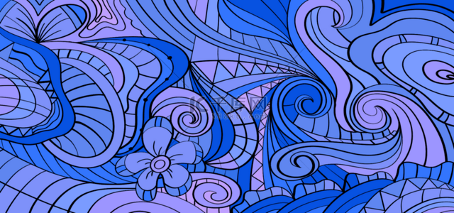 蜗旋背景图片_线条花纹蓝色渐变创意背景
