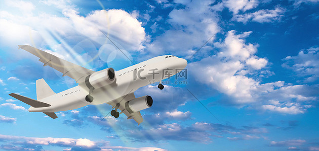 创意春运背景图片_春运飞机蓝色写实风合成背景
