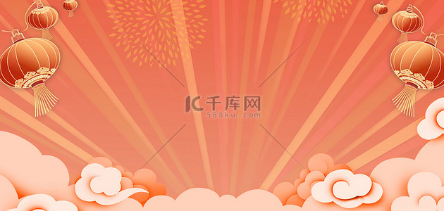 新年宣传背景图片_春节背景灯笼云纹