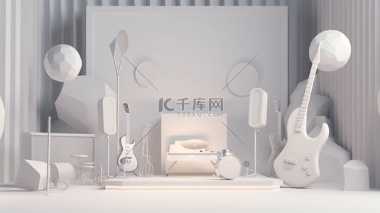 音乐舞台背景图片_3D立体音乐乐器舞台