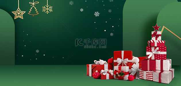 红色简约礼物背景图片_圣诞节礼物红色、绿色简约