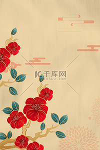 春节新年新年花卉简约清新大气
