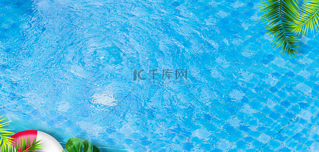 夏季叶子游泳池摄影背景