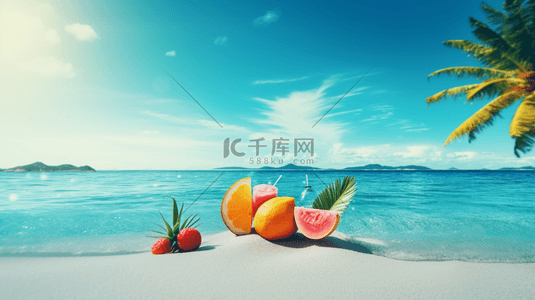 彩色夏季唯美度假背景