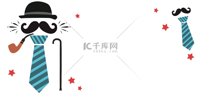 卡通台湾背景图片_台湾父亲节卡通帽子领带装饰背景